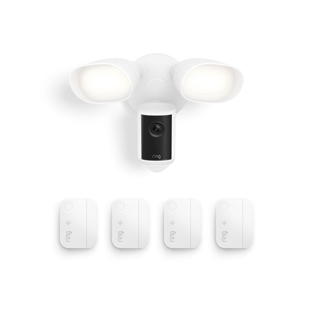 Floodlight Cam Pro (Newest Model) + 4 Window and Door Sensors (Newest Model)