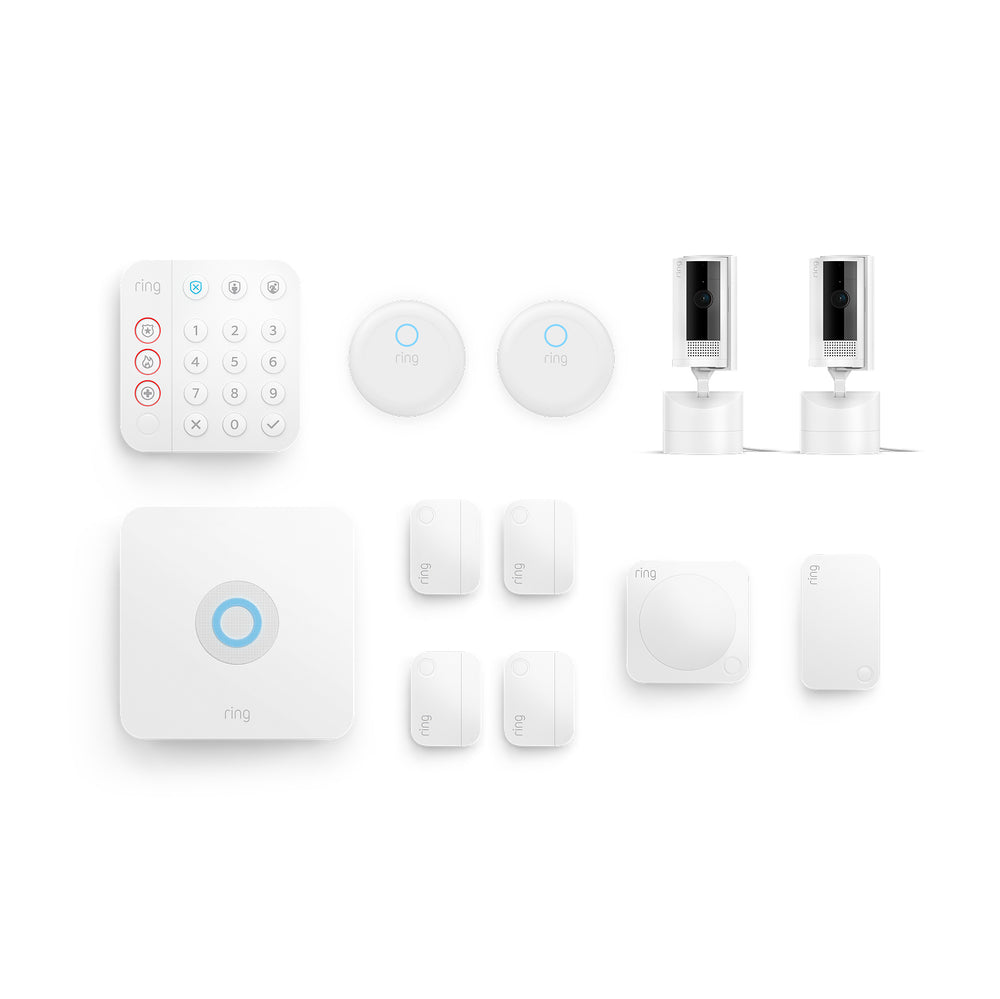 Inside Home Deluxe Kit (Pan-Tilt Indoor Cam, 2-Pack + Alarm Security Kit, 8-Piece + Alarm Flood & Freeze Sensor + Alarm Smoke and CO Listener)
