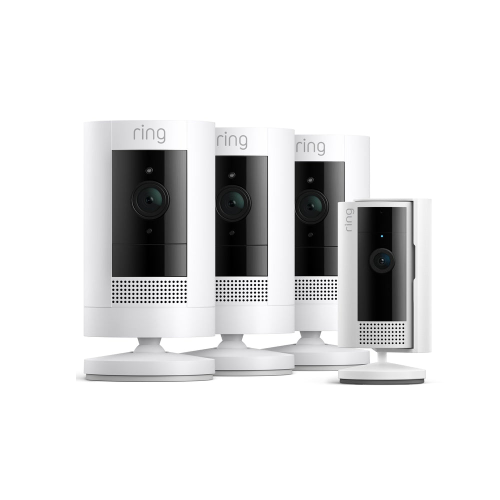 3-Pack Buitencamera op batterij + Indoor Camera 2de generatie (Stick Up Cam + Indoor Camera)